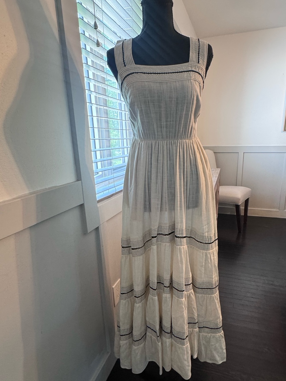 Misa Los Angeles Cream Maxi Dress with Black Trim